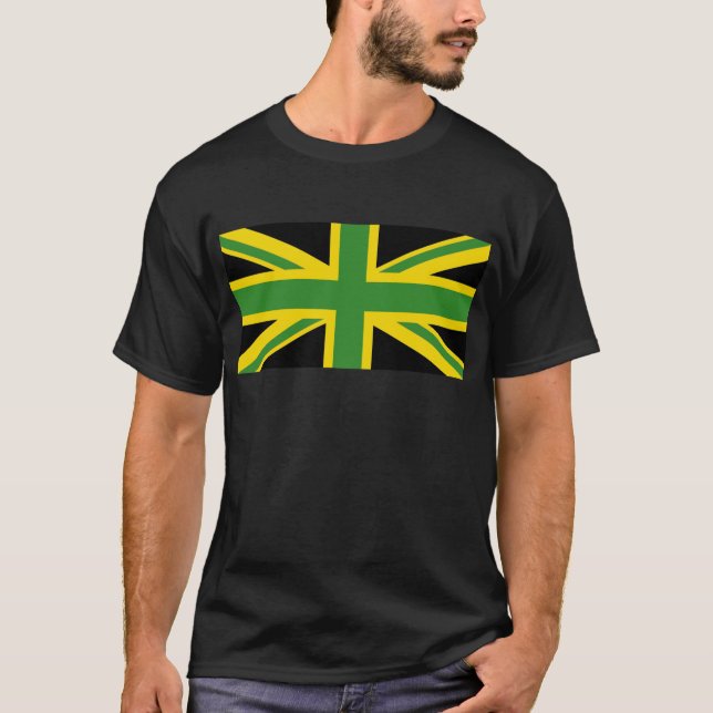 British - Jamaikanische Union Jack Flag  T-Shirt (Vorderseite)