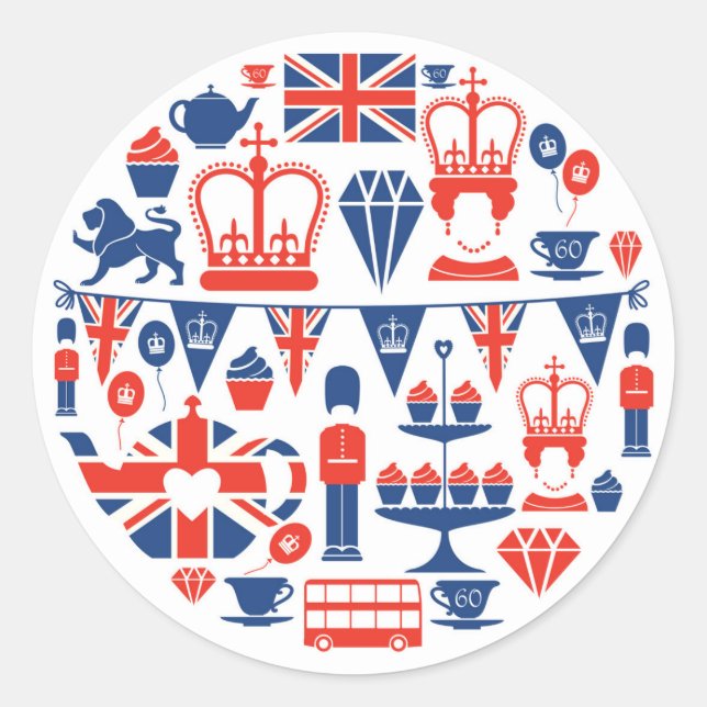 British Jubilee Icons Runder Aufkleber (Vorderseite)