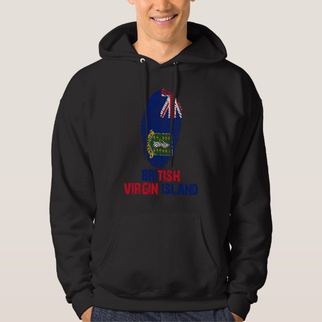 British Jungfrau Island Finger Print Flag I Liebe  Hoodie (Vorderseite)