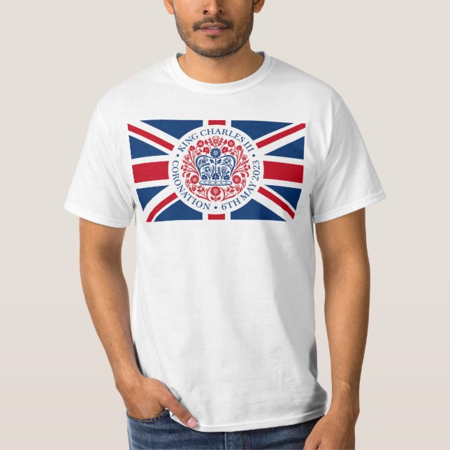 British King III Charles Memorabilia Emblem Mens T-Shirt (Vorderseite)