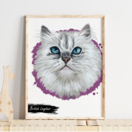 British Longhair Cat Print | Cat Wall Print Poster