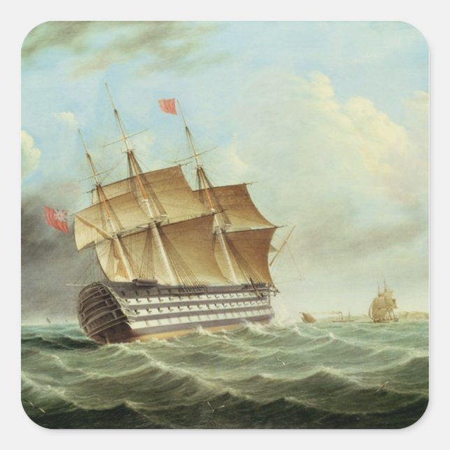 British Man-o' War Quadratischer Aufkleber (Vorderseite)