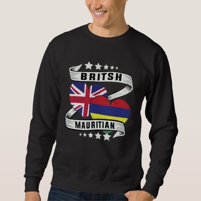 British Mauritian Flag  British Mauritius and Uk f Sweatshirt (Vorderseite)