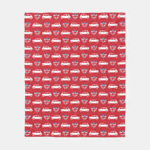 British Mini Cooper Hearts - Red Fleecedecke