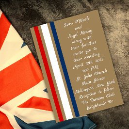 British Mod Red White Blue Wedding Einladung