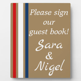 British Mod Red White Blue Wedding Guest Book Fotoplatte