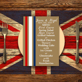 British Mod Red White Blue Wedding Menükarte