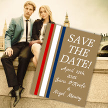 British Mod Red White Blue Wedding Rett-the-Date