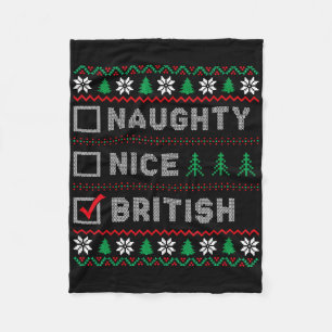 British Naughty Nice List Santas List Funny Christ Fleecedecke