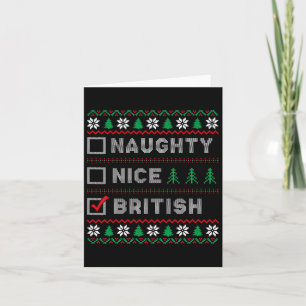 British Naughty Nice List Santas List Funny Christ Karte