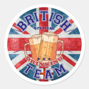 British Offiziell Drinking Team. Schönes Bier Runder Aufkleber