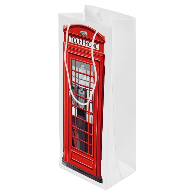 British Phone Booth Geschenktüte Für Weinflaschen (Rückseite Schrägansicht)