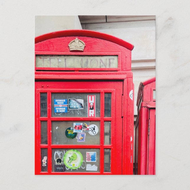 British Phone Box Postcard, London England Postca Postkarte (Vorderseite)