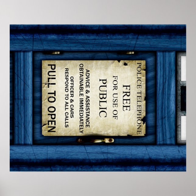 British Police Public Call Box Sign Art Poster (Vorne)