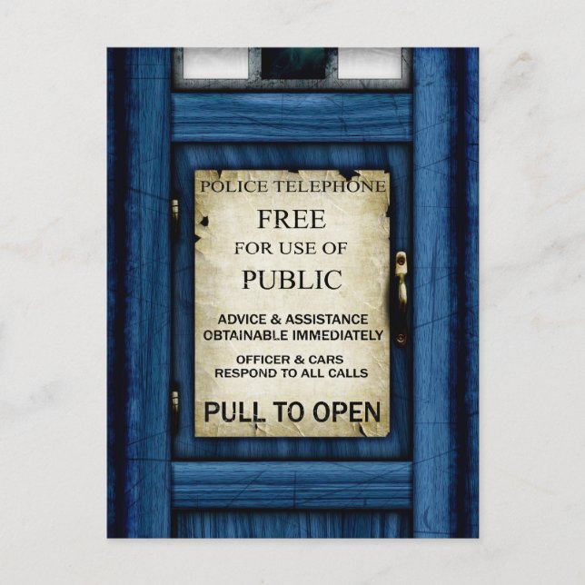 British Police Public Call Box Signature Art Postc Postkarte (Vorderseite)