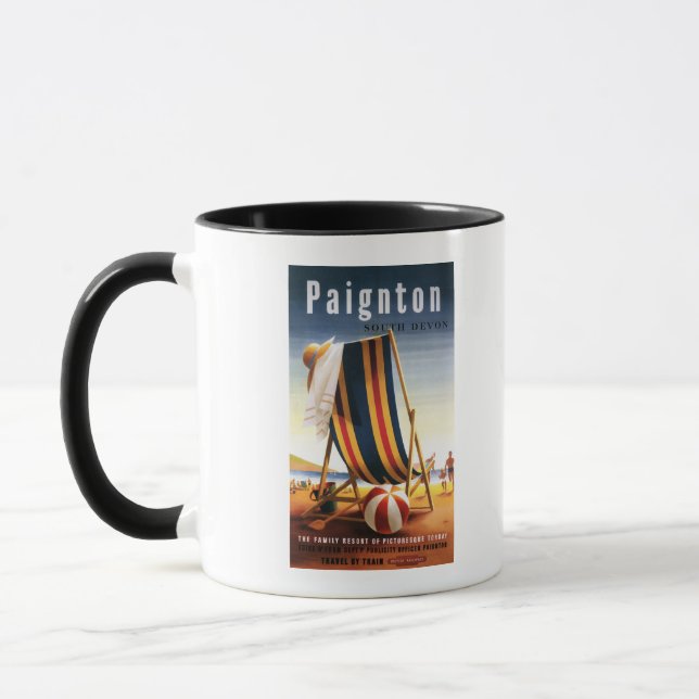 British Railways Beach Chair und Ball Poster Tasse (Links)