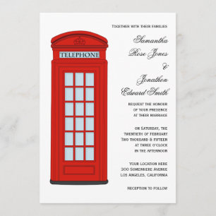 British Red Telefone Box Hochzeit Einladung