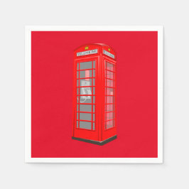 British Red Theme London Phone Booth Paper Napkins Serviette