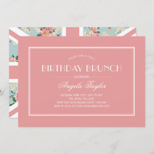 British Rose Union Jack Birthday Einladung