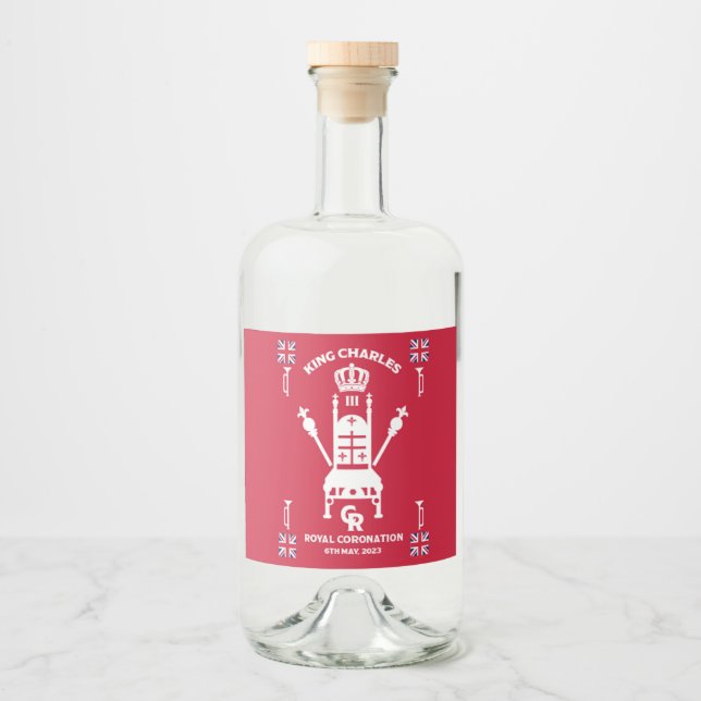 British Royal Coronation King Charles III Alkoholflaschenetikett (Vorderseite)