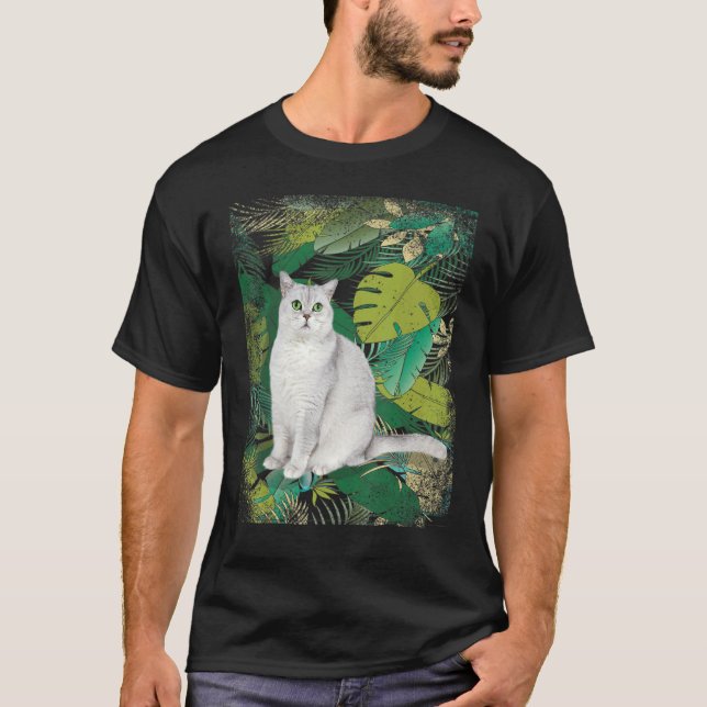 British Short Hair Shorthair Cat Tropical Hawaii V T-Shirt (Vorderseite)