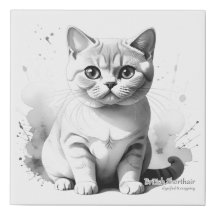 British Shorthair Beauty - Cat Watercolor Art