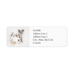 British Shorthair & Bunny   ABSTRAKT   Wasserfarbe