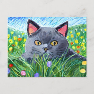British Shorthair Cat Art Postkarte