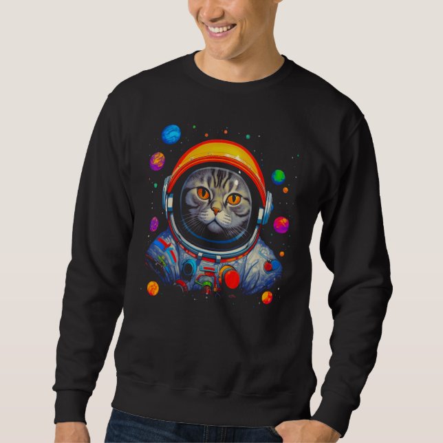 British Shorthair Cat Astronaut Sweatshirt (Vorderseite)