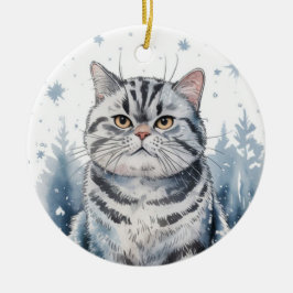 British Shorthair Cat Circle Weihnachten Weihnacht Keramik Ornament