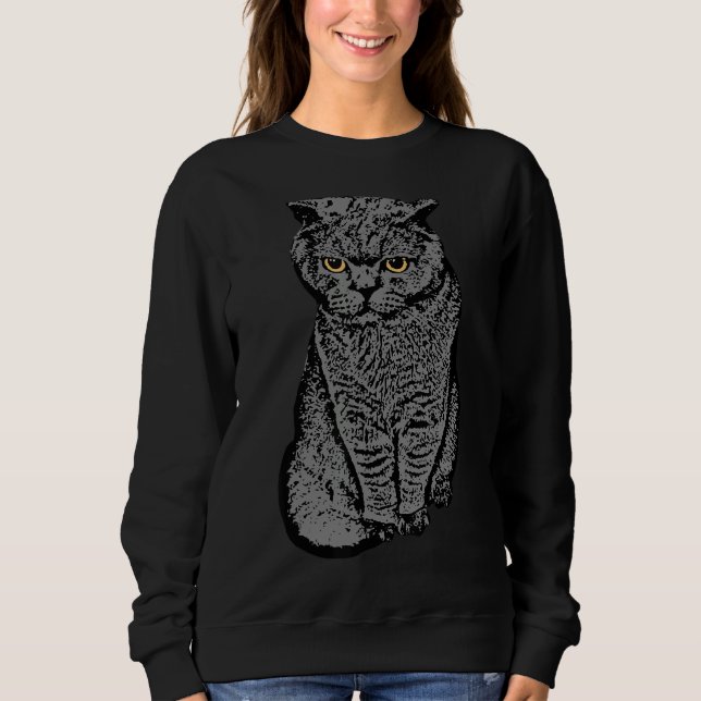 British Shorthair Cat  Feline Meow Kitty Tomcat An Sweatshirt (Vorderseite)