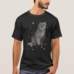 British Shorthair Cat Polygon Geometric Kitten Gra T-Shirt