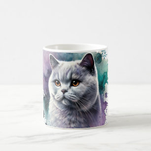 British Shorthair Cat Portrait in Lilac Kaffeetasse