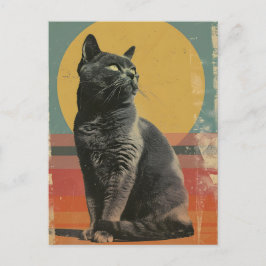British Shorthair Cat Vintag Art Postkarte