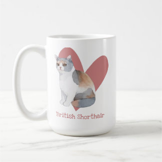 British Shorthair Cat Watercolor Kitty Pink Herz Kaffeetasse