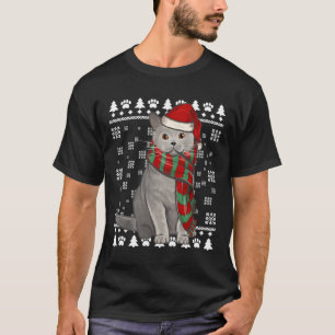 British Shorthair Cat Weihnachtsmannmütze Xmas Ugl T-Shirt