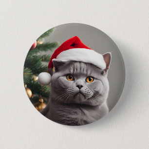 British Shorthair Christmas Button