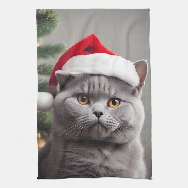 British Shorthair Christmas Geschirrtuch (Vertikal)