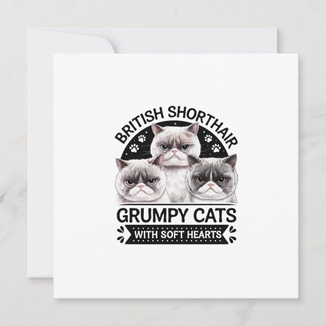 British Shorthair Grumpy Cats Einladung (Vorderseite)