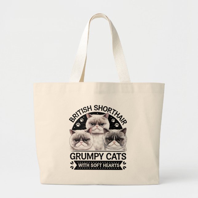 British Shorthair Grumpy Cats Jumbo Stoffbeutel (Vorne)