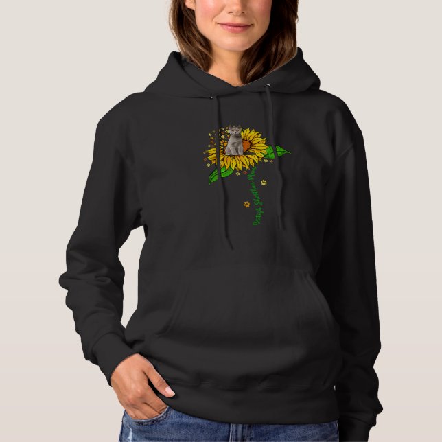 British Shorthair Mom Cute Cat On Sunflower Paws O Hoodie (Vorderseite)