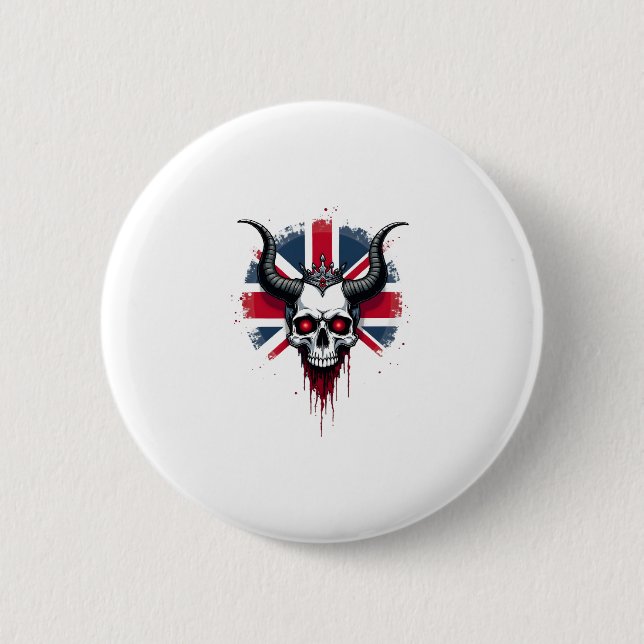 British Skull England UK Flag Premium T-Shirt (1) Button (Vorderseite)