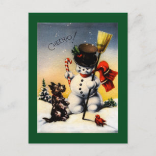 British Snowman und Scotty Dog Cheerio! Postkarte