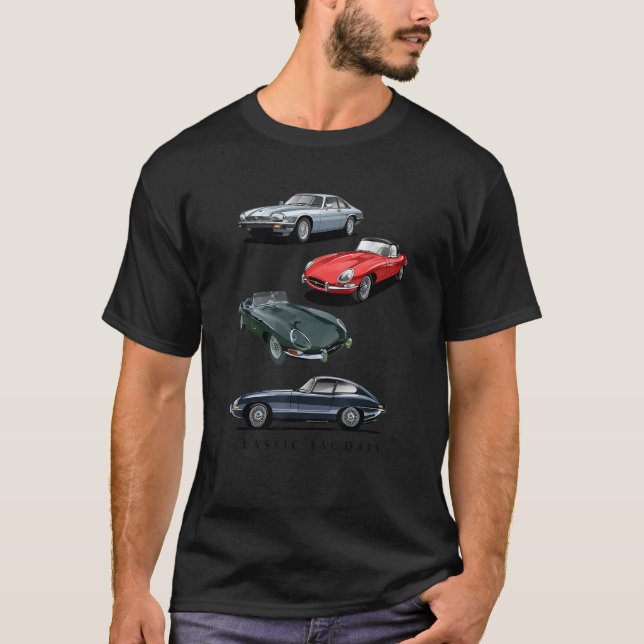 British Sports Cars Classic Jaguars T-Shirt (Vorderseite)