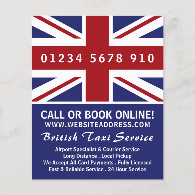 British Taxi Firm Flag with Price List Flyer (Vorne)