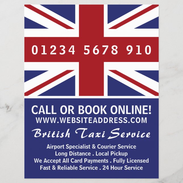 British Taxi Firm Flag with Price List Flyer (Vorne)