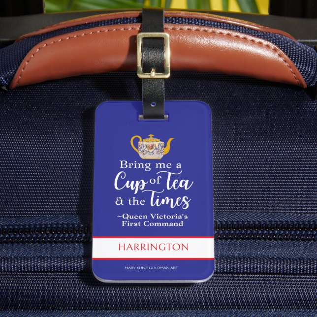 British Travel Queen Victoria Royalty Tee Lover Gepäckanhänger (Vorderseite Insitu 2)