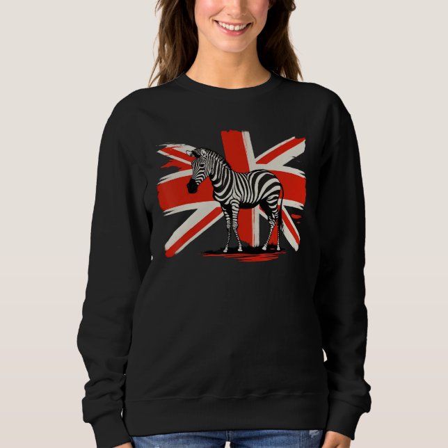 British UK Zebra on Great Britain Zebra Sweatshirt (Vorderseite)