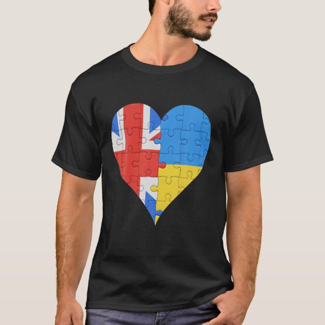 British Ukrainian Flag Heart Great Britain Ukraine T-Shirt (Vorderseite)
