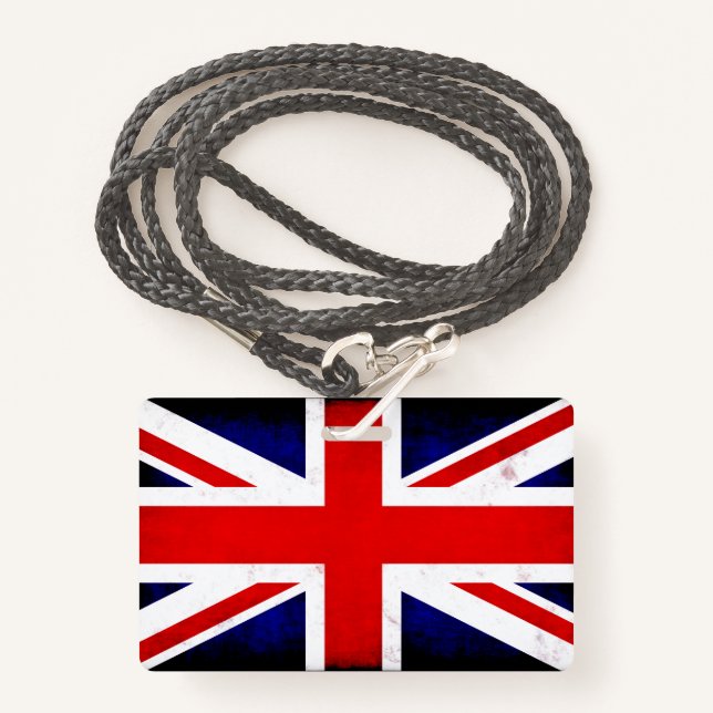 British Union Jack Flag Ausweis (Vorderseite mit Schlüsselband)